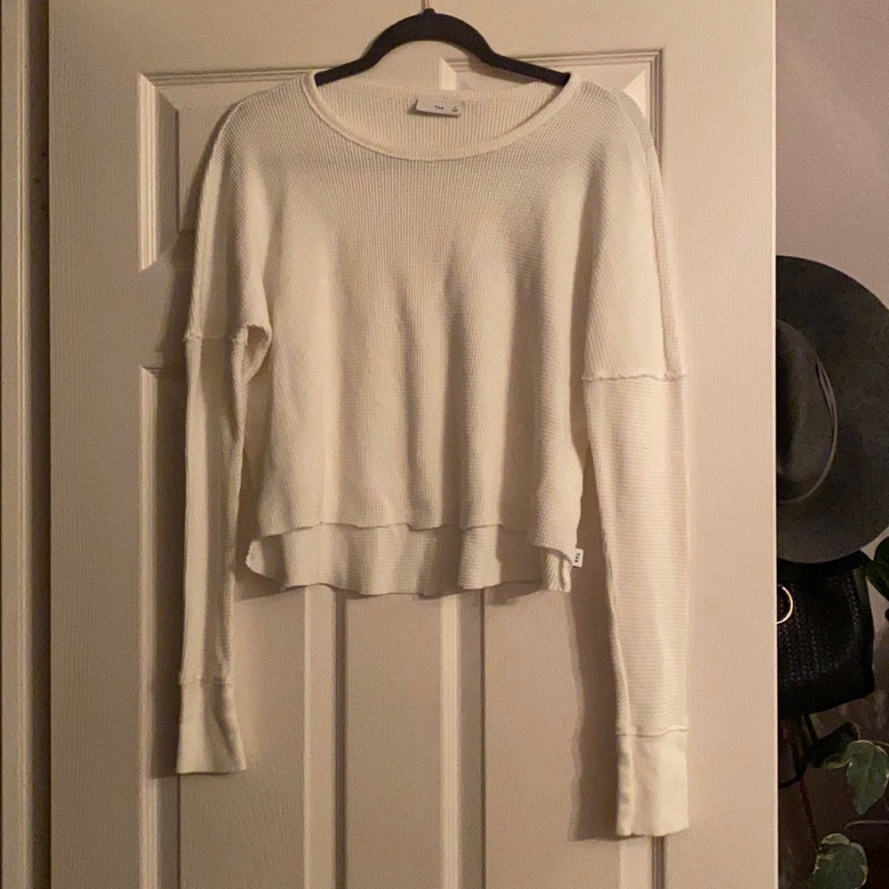 TNA cropped cut waffle shirt
